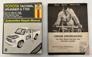 Vintage Lot Including Snapon Torque Specifications Manual And Haynes Toyota Tacoma Automotive Repair Manual