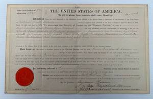 Antique 1891 Land Deed Signed By 23rd President Of The United States President Benjamin Harrison