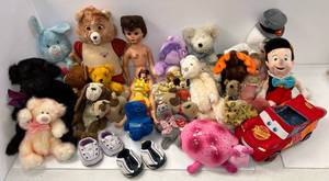Group Of Misc. Vintage Stuffed Animals Including Care Bear, Mickey Mouse and More