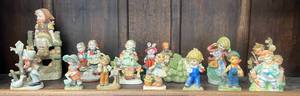 Shelf Full Of Misc. Antique Figurines