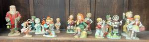 Shelf Full Of Misc. Antique Figurines