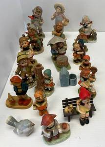 Shelf Full Of Misc. Antique Figurines