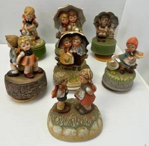 Shelf Full Of Misc. Antique Musical Figurines