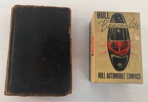 1914 German Bibleln & Vintage Hull Beaconlite Automobile Compass (Box Only)