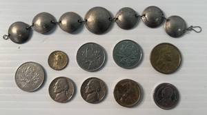 Vintage Misc. Coins And Coin Bracelet