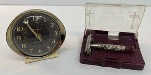Vintage Baby Ben Alarm Clock And Gillette Razor In Case