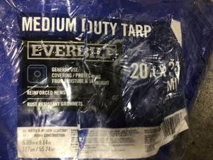 Everbilt 20  ft. x 30 ft. Blue Medium Duty Tarp customer return review pictures