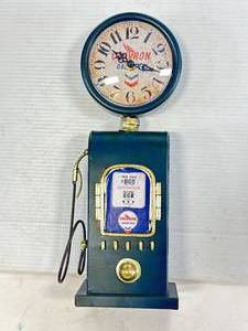 Chevron Gasoline Metal Gas Pump Clock 13 Inches Tall