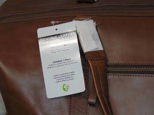 DUFFLE TRAVEL BAG GENUINE COWHIDE LEATHER BROWN 19-12 WITH SHOULDER STRAP