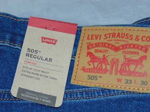 2 Pack Levis Mens 505 Regular Fit Jeans 33x30