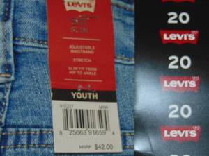 3 Pair youth boys Levi Strauss 511 slim blue jeans size 20 W30 L32