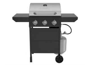 Char-Griller Flavor Pro 4-Burner Propane, Wood Gas Grill with Multi-Fuel Flavor Drawer in Silver (BOTTOM BASE SHELF IS DENTED, SEE PHOTOS, NOT ASSEMBLED)