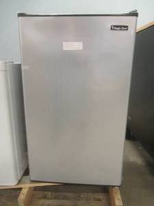 Magic Chef 3.3 cu. ft. Mini Fridge in Stainless Look (DENT IN FRONT, SEE PHOTOS, NOT VISIBLE)