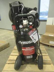 Husky 30 Gal. 175 PSI Oil Lubed Belt Drive Portable Vertical Electric Air Compressor (1 TIRE IS BENT, OTHERWISE LOOKS NEW)