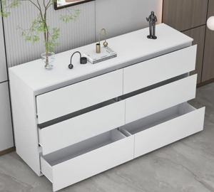 6-Drawers White Wood Chest of Drawer Accent Storage Cabinet Organizer 59 in. W x 15.7 in. D x 32.3 in. H (NOT INSPECTED)