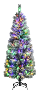 6 ft. Pre-Lit Hinged Artificial Christmas Tree Snow Flocked with 9 Modes Remote Control Lights