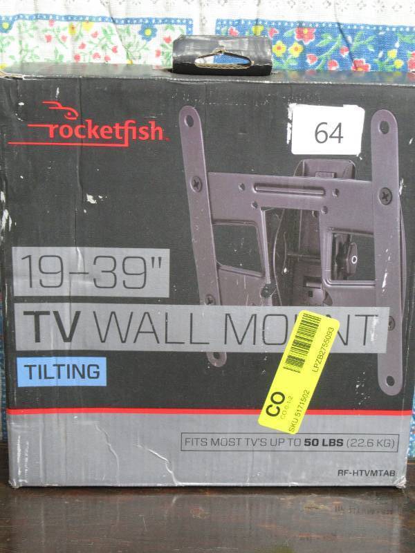 Rocketfish - Tilting TV Wall Mount for Most 19 to 39 TVs - Black