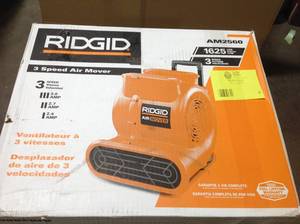 RIDGID 1625 CFM 3-Speed Portable Blower Fan Air Mover with Collapsible Handle and Rear Wheels for Water Damage Restoration, Open Box, Review all pictures