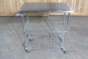 Stainless Steel Utility Cart with Hooks and Shelf - 34 x 20 x 36