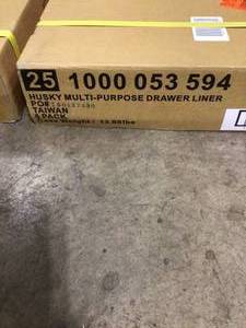 lot 32 image: Husky 18 in. x 100 in. Black Premium Solid Drawer Liner, Lot of 2, Review all pictures