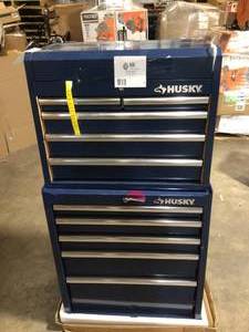 lot 1 image: Husky 27 in. 10-Drawer Blue Tool Chest Combo, Review all pictures