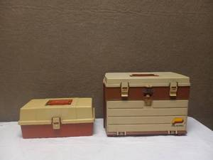 lot 25 image: 2 VINTAGE PLANO TACKLE BOXES