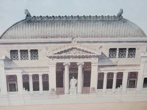 lot 81 image: Fine Art Architectural Lithogrtaph Print by Victor Postolle - Une Academie de Medecine