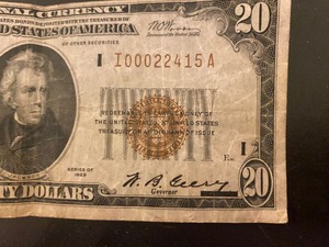lot 401 image: 1929 Series $20 National Currency Note Minneapolis