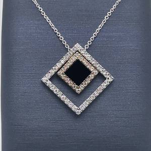1.20 Carats Diamond Geometric Necklace w. Detached Pendants Dangles in 14k Yellow & White Gold $3,400 Retail VIDEO