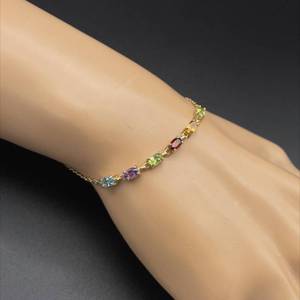 Bracelet Multi-Gemstone Amethyst, Blue Topaz, Peridot, Garnet, Citrine in Yellow Gold