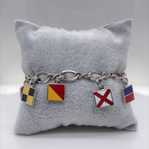 Nautical Flag Sterling Silver 8 Estate Charm Bracelet