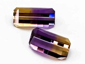 21.61 Carat Fancy Pixel Cut Natural Ametrine Matching Pair of Gemstones $1550 Retail