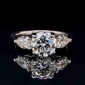 NEW 2.15ctw. Diamond Ring, Center 1.51ct. VVS2-I w. 2 Matching Pear Shapes .64ctw. IGI Reports in 14k White Gold. $11,900 Retail VIDEO