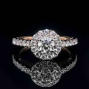 1.00 Carat Diamond Round Solitaire Halo Engagement Ring in 18k White & Rose Two-Tone Gold $3999 Retail VIDEO