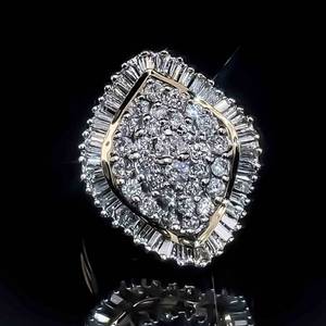 2 CARATS Sparkling Diamond Cluster Ballerina Cocktail Ring in 14k Yellow Gold $4,400 Retail VIDEO