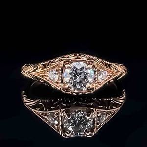 Designer 1.30ctw Diamond 3-Stone Filigree Engagement Ring in 14k Rose Gold - GABRIEL & CO $6000 Retail VIDEO
