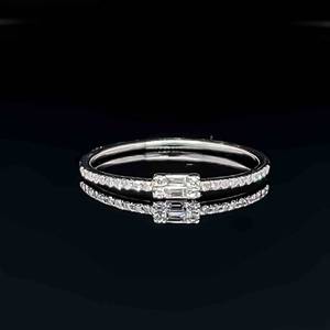 Diamond Baguette Slim Stackable Ring in 14k White Gold Delicate, Dainty, Slender $1450 Retail VIDEO
