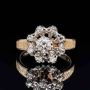 Diamond Halo Tulip Cluster Engagement Ring in 14k Yellow Gold $2850 Retail VIDEO