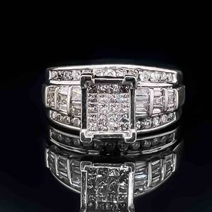 Large 1.50ctw Diamond Invisible Set Multi-Row Cluster Ring in White Gold $4999 Retail VIDEO