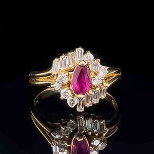 1 CARAT Fine Quality Ruby & Diamond Ring in 14k Yellow Gold VIDEO