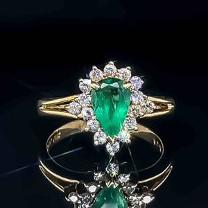 1 CARAT Emerald & Diamond Cocktail Cluster Ring in 14k Yellow Gold VIDEO