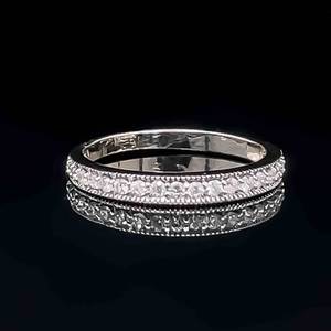 Excellent Condition 0.25ctw Diamond Channel Milgrain 12 Eternity Ring in 14k White Gold