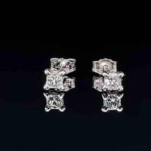 0.25ctw Diamond Princess Cut Martini Solitaire Stud Earrings in 14k White Gold