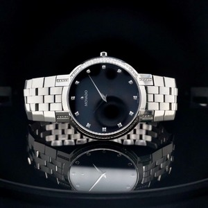 Movado Mens Diamond Watch, Faceto SS Classic Museum Black Dial, Excellent Condition $3295 Retail