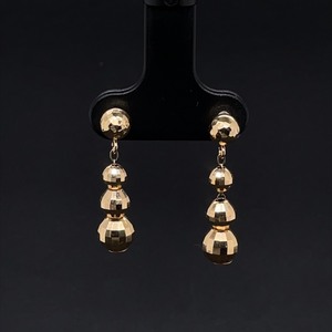 14K Yellow Gold Dangle Earrings, Golden Balls for Fun Elegant Look.