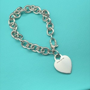 Tiffany & Co. 925 Sterling Silver Heart Tag Charm Bracelet