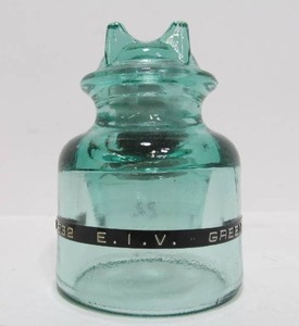 lot 10 image: CD-532 Embossed E.I.V. Light Green Glass Insulator