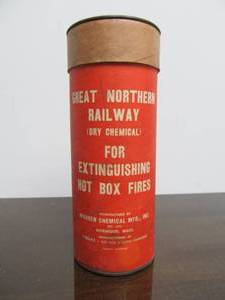 lot 52 image: Vintage GREAT NORTHERN RAILWAY Fire Extinguishing Canister for Hot Box Fires