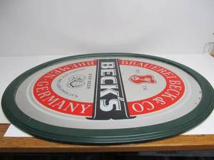 lot 106 image: LARGE Framed Oval BECKS Advertising Bar Mirror Beer Sign