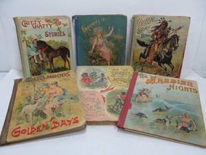 lot 113 image: Great Lot of 5 Larger Size Antique Hardcover Story Books
